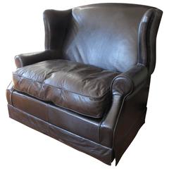 Leather Wingback Settee