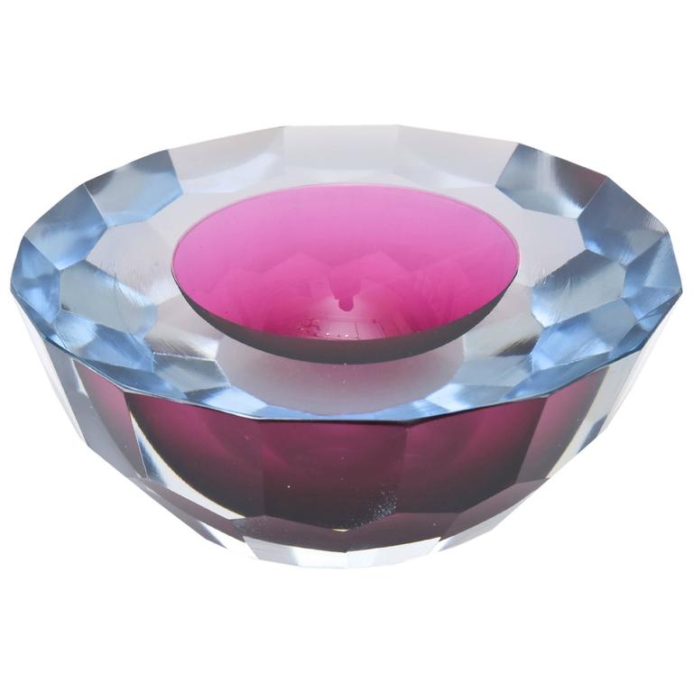 Rare Italian Murano Diamond Faceted Geode Glass Bowl/Caviar Bowl at ...
