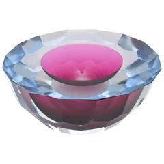 Rare Italian Murano Diamond Faceted Geode Glass Bowl/Caviar Bowl