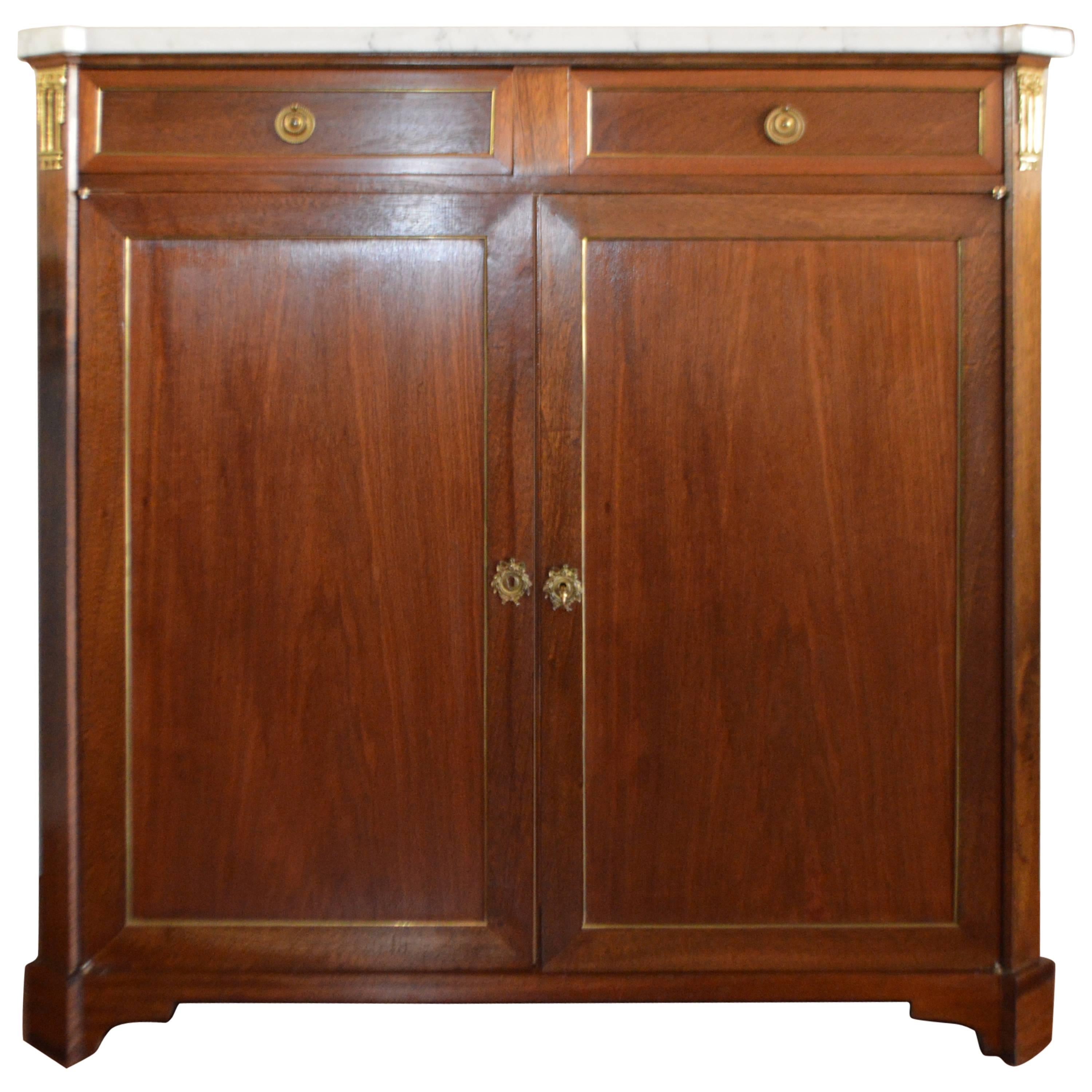 Directoire Style Mahogany Cabinet with Carrara Marble Top For Sale