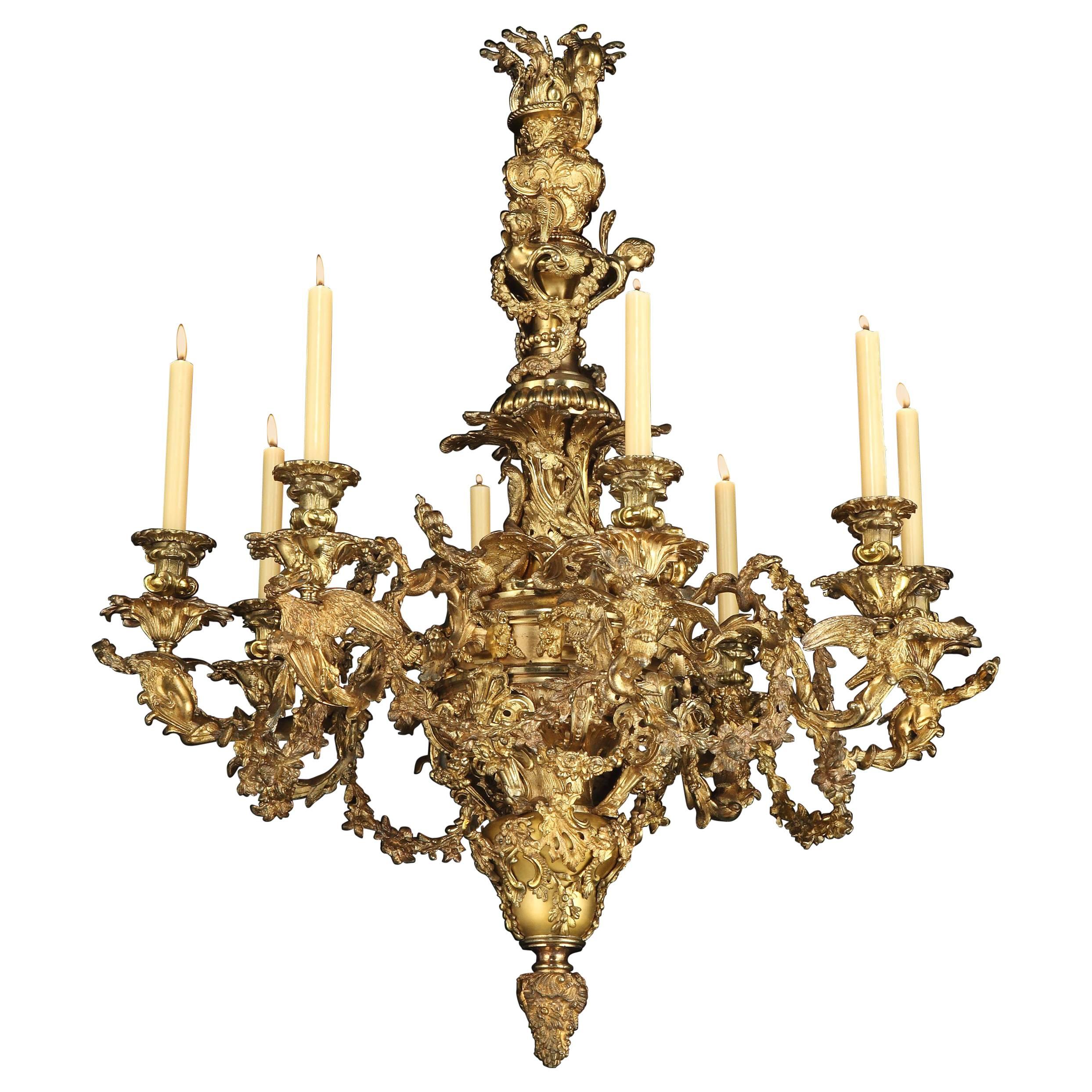 George IV Eight-Light Brass Chandelier by Johnston Brookes & Co For Sale