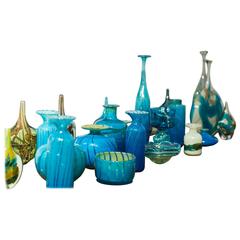 Vintage Vases in Strong Blue and Green Mediterranean Accent Colors