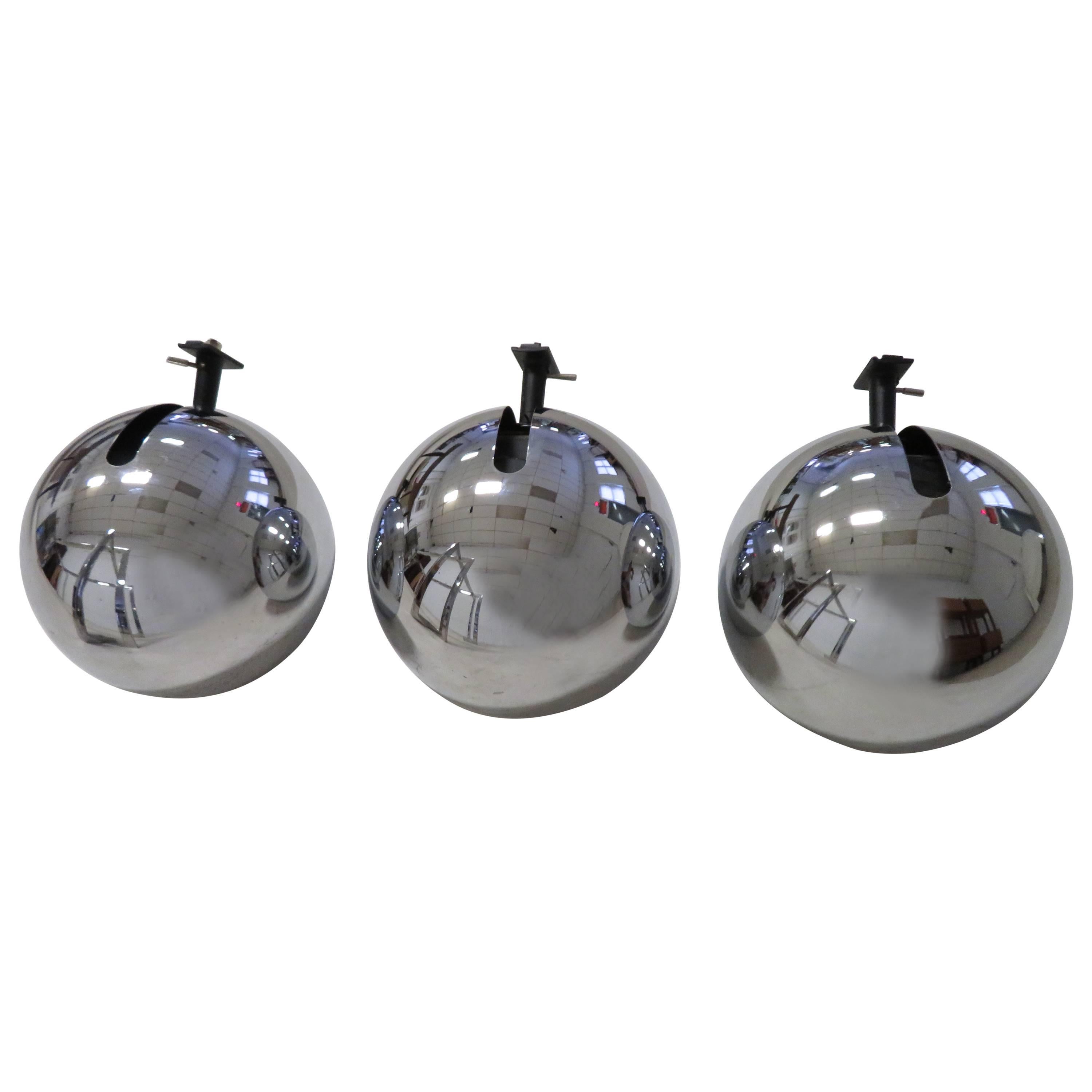 Set of Three Lightolier Eyeball Track Lighting Fixtures Mid-Century Modern For Sale