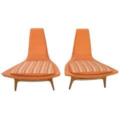 Fantastic Pair of Sculptural Walnut Lounge Chairs by Karpen, Mid-Century Modern 5