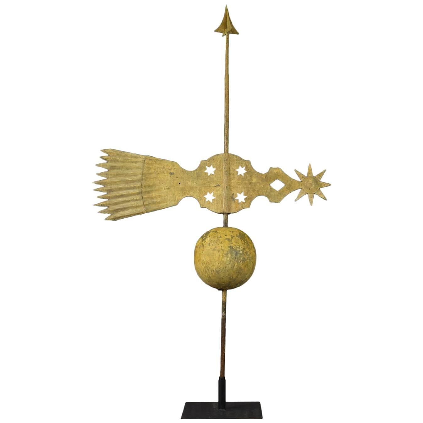 Banner Sheet Copper Weathervane in the Form of a Comet For Sale
