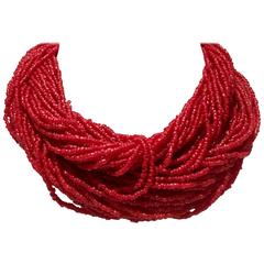 1970s Coral Bead and Sterling Silver 30-Strand Necklace 1