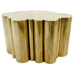 French Organic Formed Brass Cloud Side or Small Coffee Table