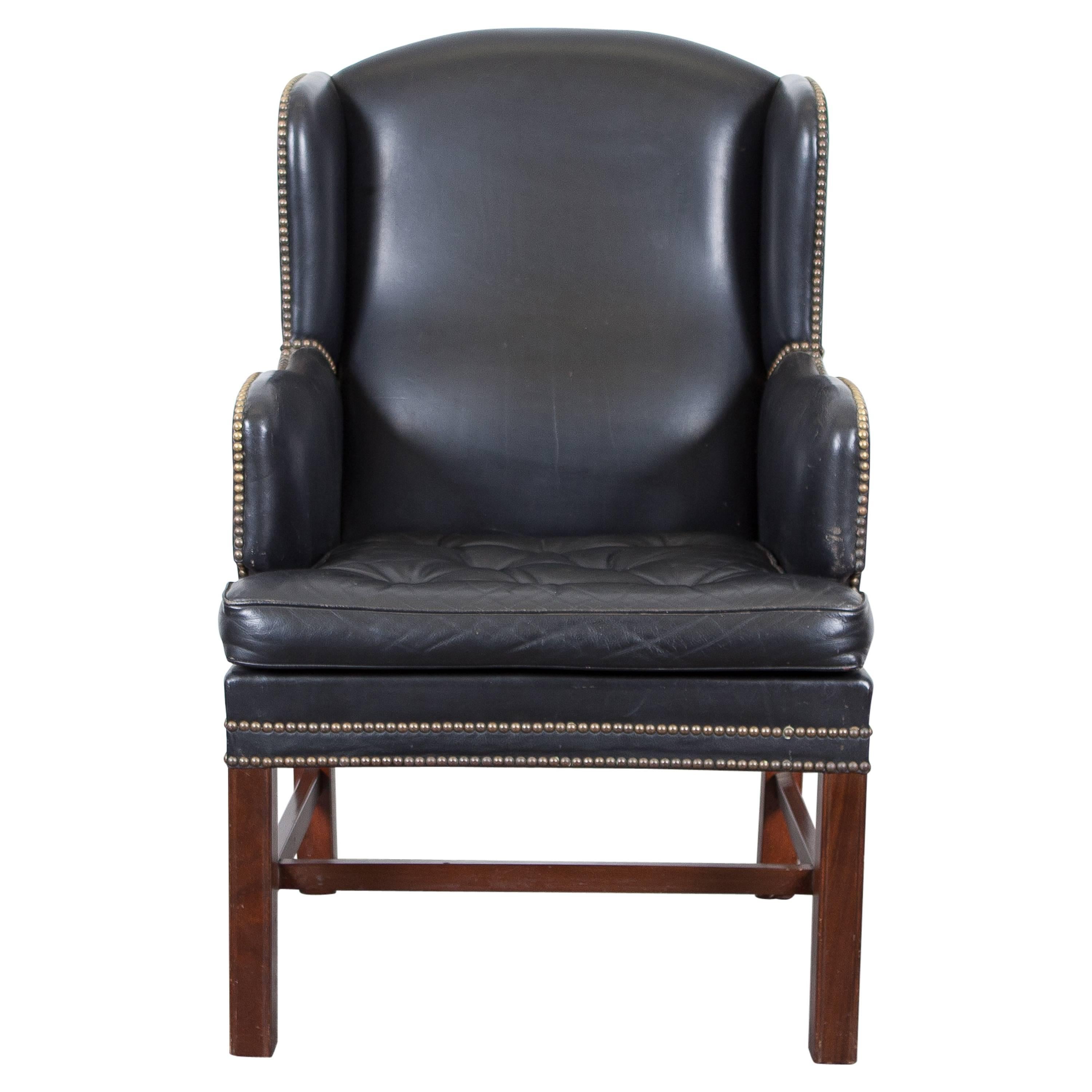 Mid-Century Black Leather Lounge Chair