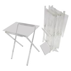 Lucite Folding Tray Tables, Set of Four