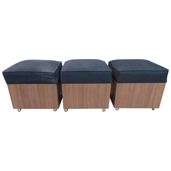 Cube Storage Stool Lovely Set of Three Rolling Storage Cube Stools, Mid-Century Modern For ...