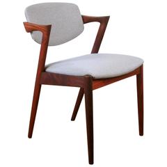 Vintage Danish Model 42 Rosewood Tilt Back Dining Chair by Kai Kristiansen