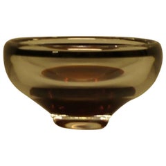 Orrefors Art Glass Bowl with Black Rim and Dark Red Bottom