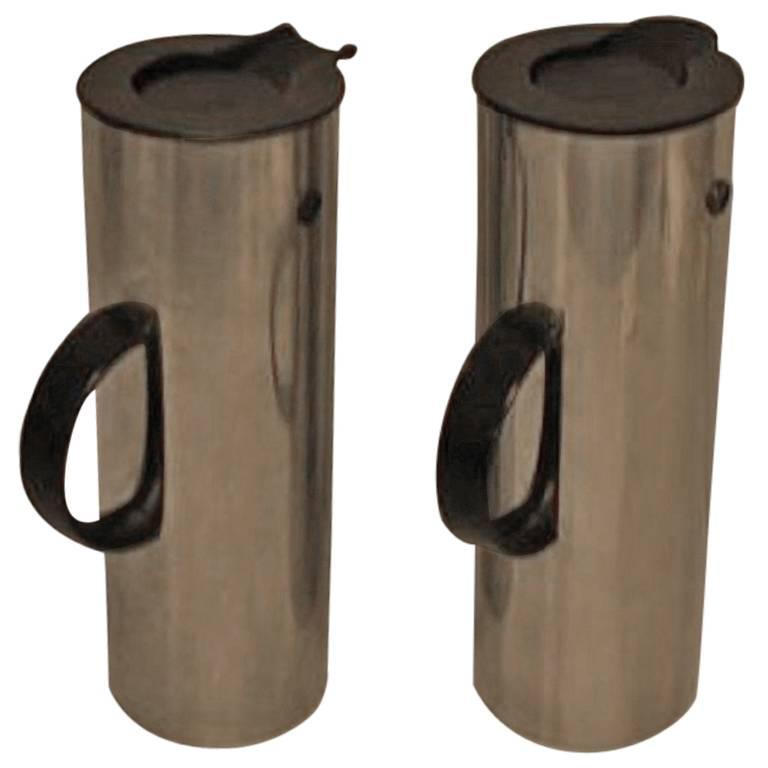 Two Stelton Thermal Coffee Pots in Stainless Steel, Designed by Erik Magnussen For Sale