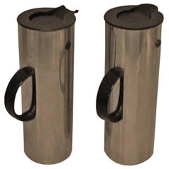 Vintage Two Stelton Thermal Coffee Pots in Stainless Steel, Designed by Erik Magnussen
