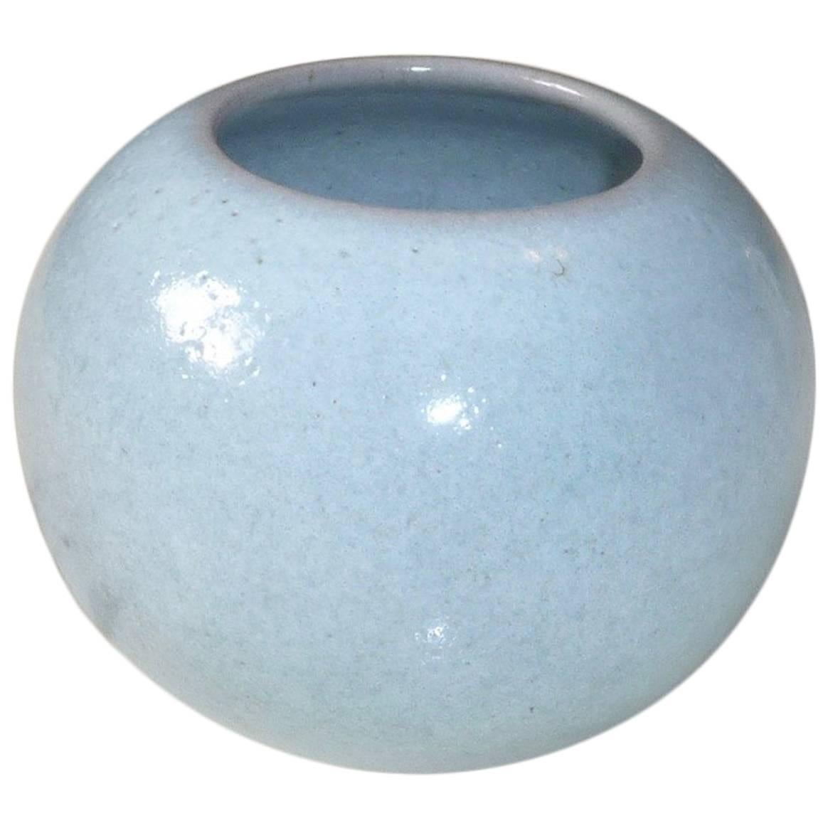 Bowl Glazed Celadon Ceramic Vase by Paul Badié, France, 1980s For Sale