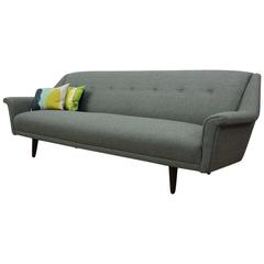 Danish Midcentury Three-Seat Sofa, Fully Restored in Herringbone Wool