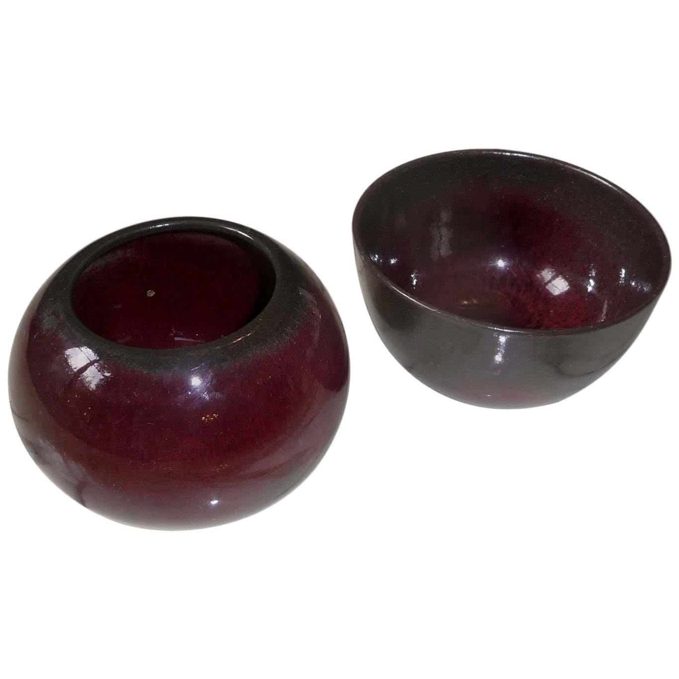 Paul Badié, Set of Two Red Ceramics, France, 1980s For Sale