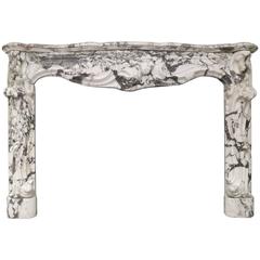 Large Antique French Rococo Breche Violette Marble Fireplace Mantel 11