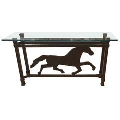 Unusual Iron Striding Horse Console Table