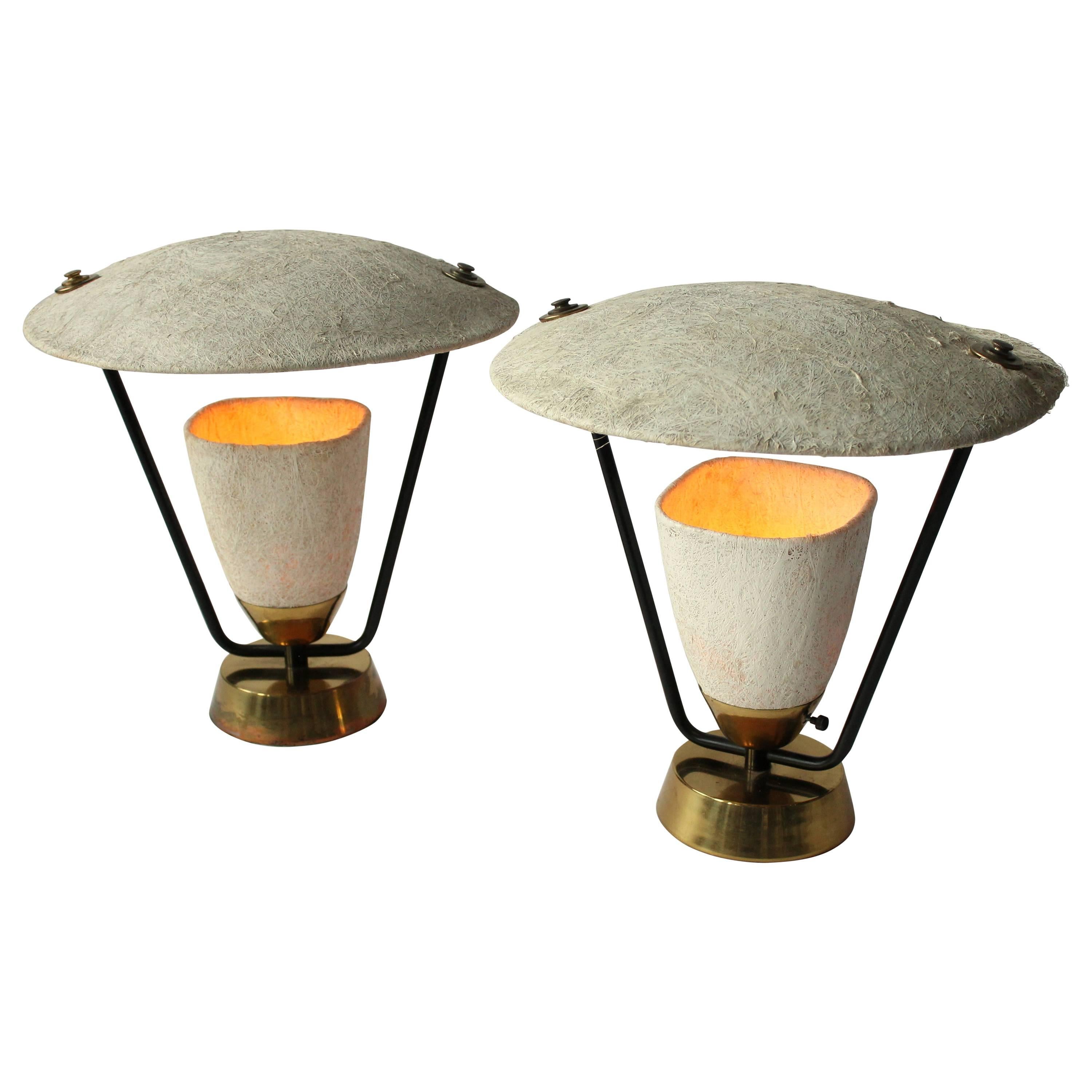 Pair of Raw Fiberglass Table Lamp in the Style of Mitchell Bobrick, 1950s, USA