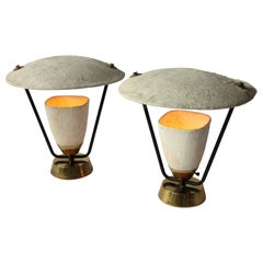 Paar Tischlampen aus rohem Fiberglas im Stil von Mitchell Bobrick:: 1950er Jahre:: USA