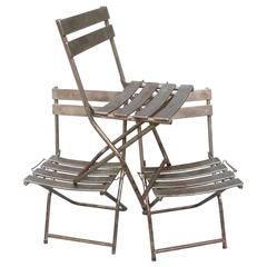 Set of Eight French Folding Steel Chairs