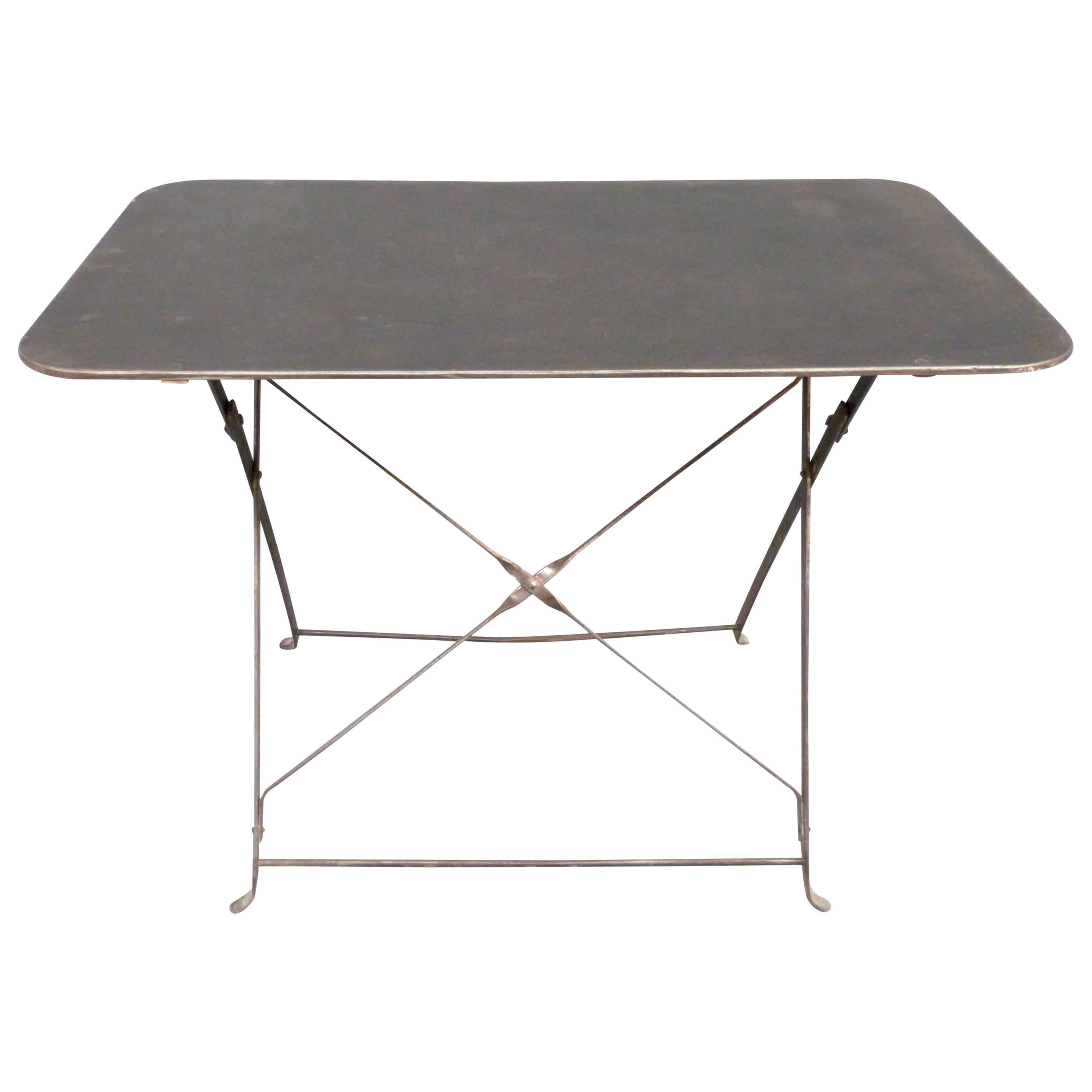 French Steel Industrial Style Side Table For Sale