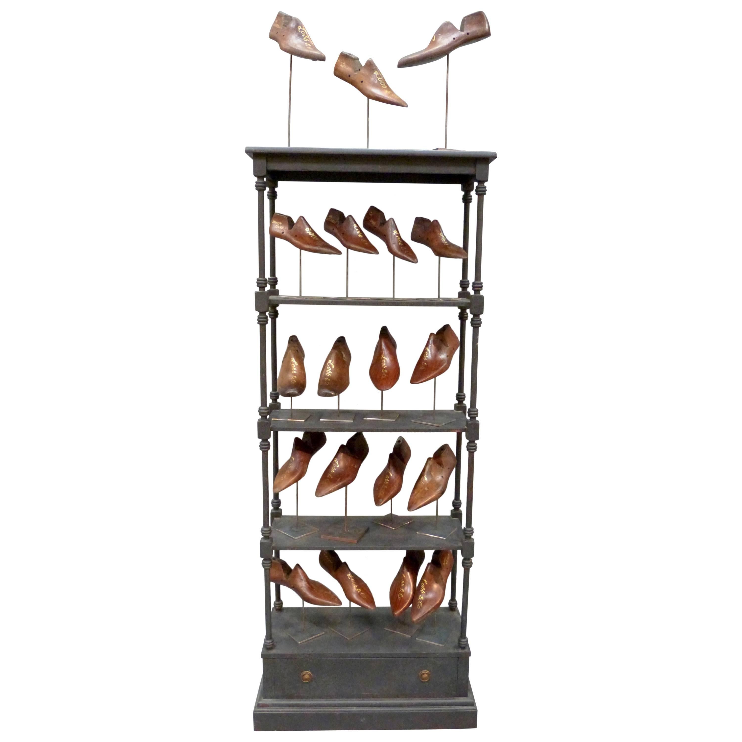 Collection of Lobb & Co. Shoe Moulds on a Stand For Sale