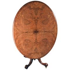 English Victorian Burled Elm Tilt-Top Breakfast Table, circa 1850 4