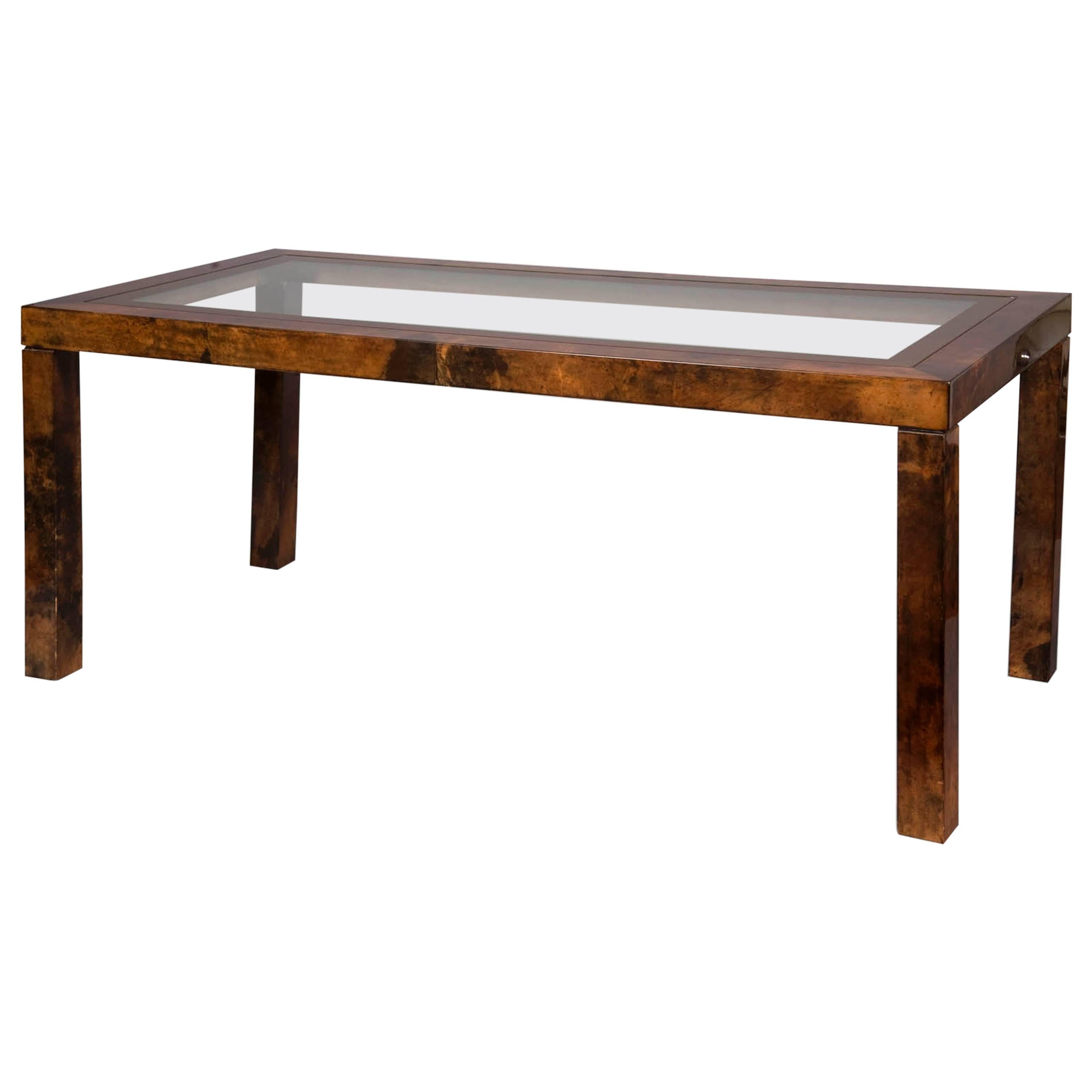 Aldo Tura Lacquered Goatskin Center or Dining Table For Sale