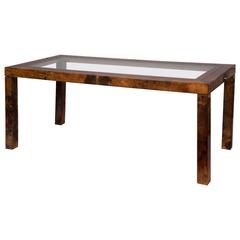 Aldo Tura Lacquered Goatskin Center or Dining Table