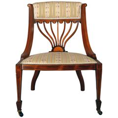 Used 19th Century Upholstered Continental Tablet Back Chair