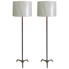 Pair of Bronze Fluted Faux Bamboo Floor Lamps by Maison Baguès 6