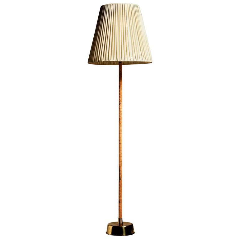 Lisa Johansson Pape Floor Lamp With Leather Stem And Pleated Fabric Shade 1950 For At 1stdibs Lisa Johansson Pape Floor Lamp With, Leather Lamp Shades Santa Fe