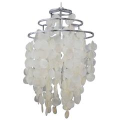 Verner Panton "Fun WM, Shell Lamps, " Chandelier with Frame of Chromed Steel