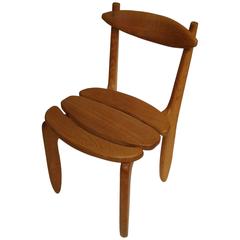Four Dining Chairs by Guillerme et Chambron in Solid Oak