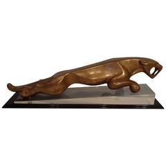 Large Bronze Jaguar by Romano Conti, Signed, circa 1980