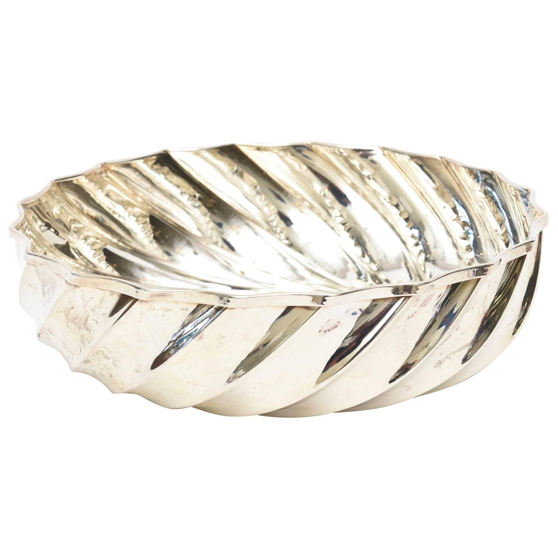 Italian Sterling Silver "Sacchi"Hallmarked Ribbed Fluted Sculptural Bowl