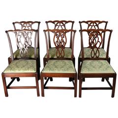 Antique Set of Six English Mahogany Chippendale Dining Chairs, circa 1765