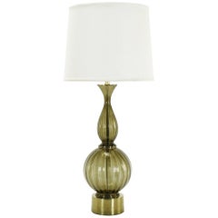 Fluted and Smoked Murano Glass Sinuous Table Lamp