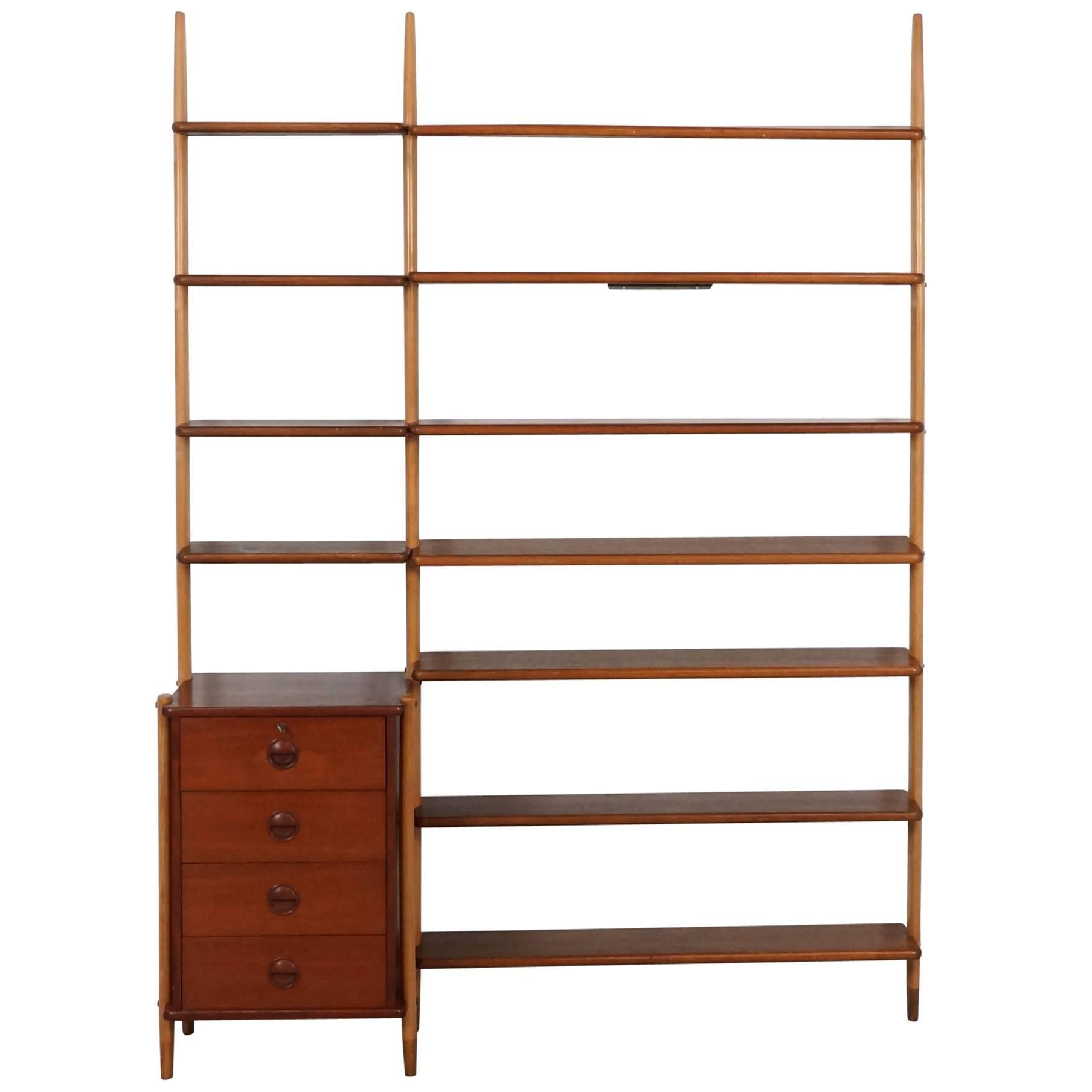 William Watting Shelving Wall Unit with Cabinet for Fristho, 1960s