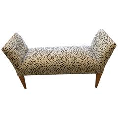 Stylish Bench in Black and Cream Faux Animal Print