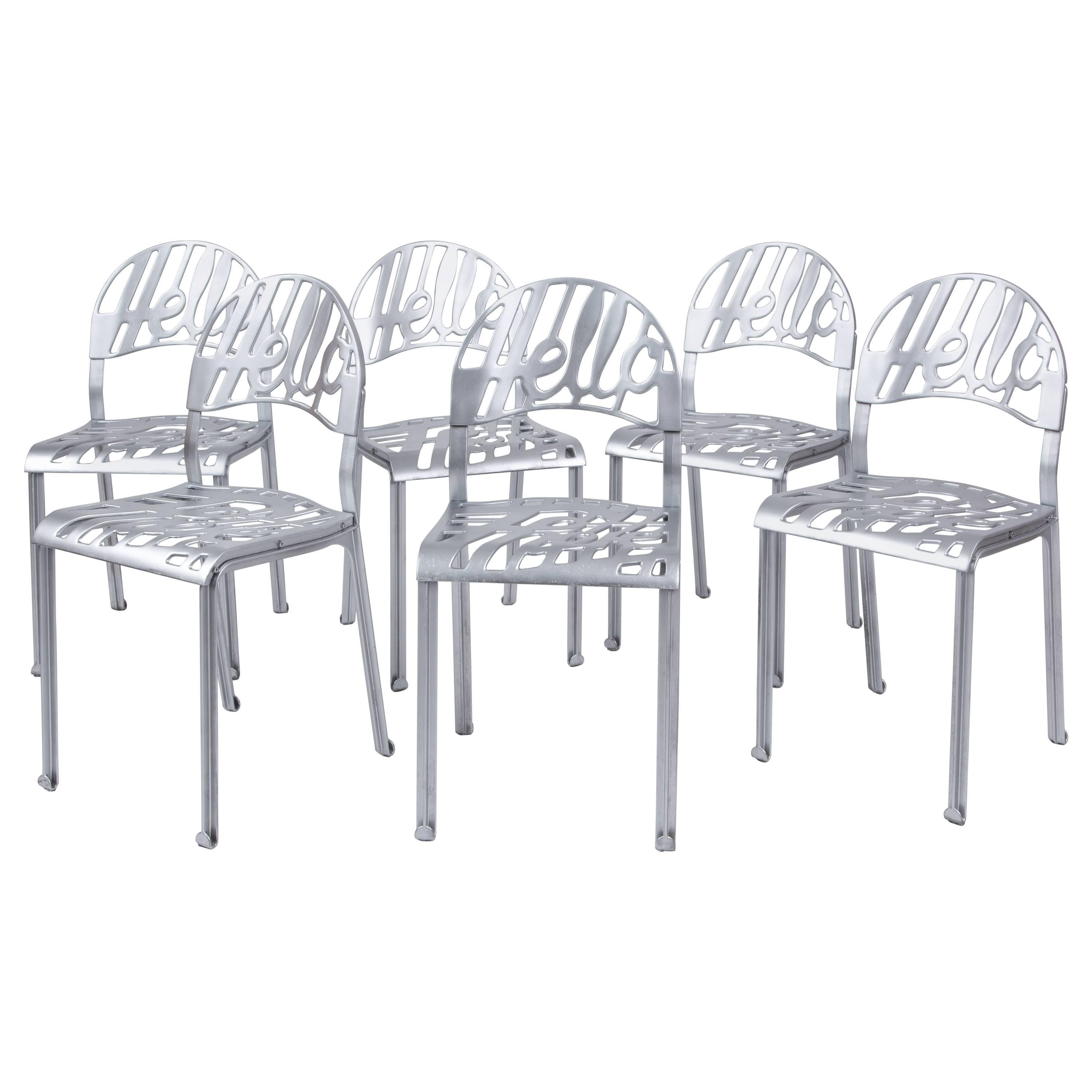 Set of Six Jeremy Harvey, Aluminium "Hello There" Chairs for Artifort