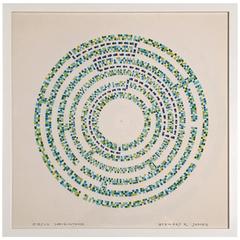 Vintage Stewart Ross James Blue and Green Circle Geometric Watercolor
