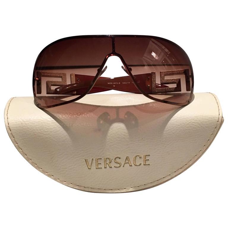 Versace Crystal Greek Key Swaorofski Crystal Rhinestone Sunglasses at