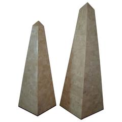 Pair of Tessellated Marble Obelisk Sculptures