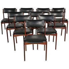 Danish Teak Set of Ten Dining Chairs by Eric Buck, 1960s