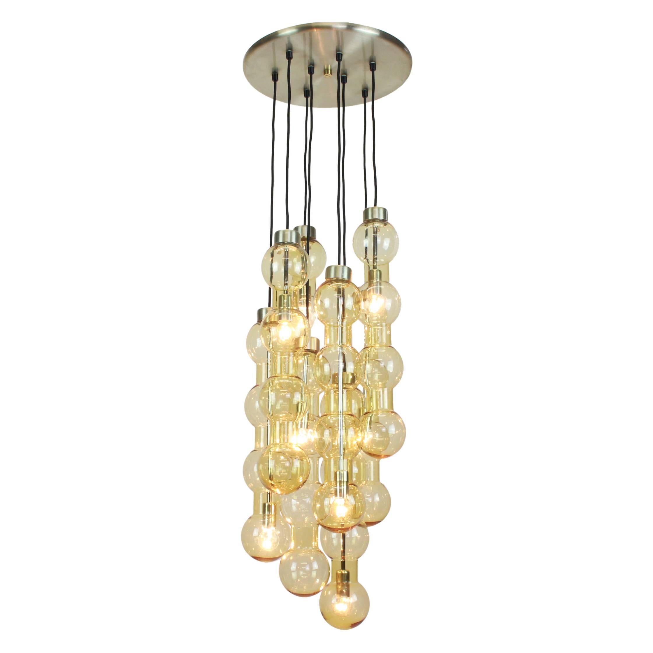 Large Rare Glass Hanging Fixture by Doria, Germany, 1970s