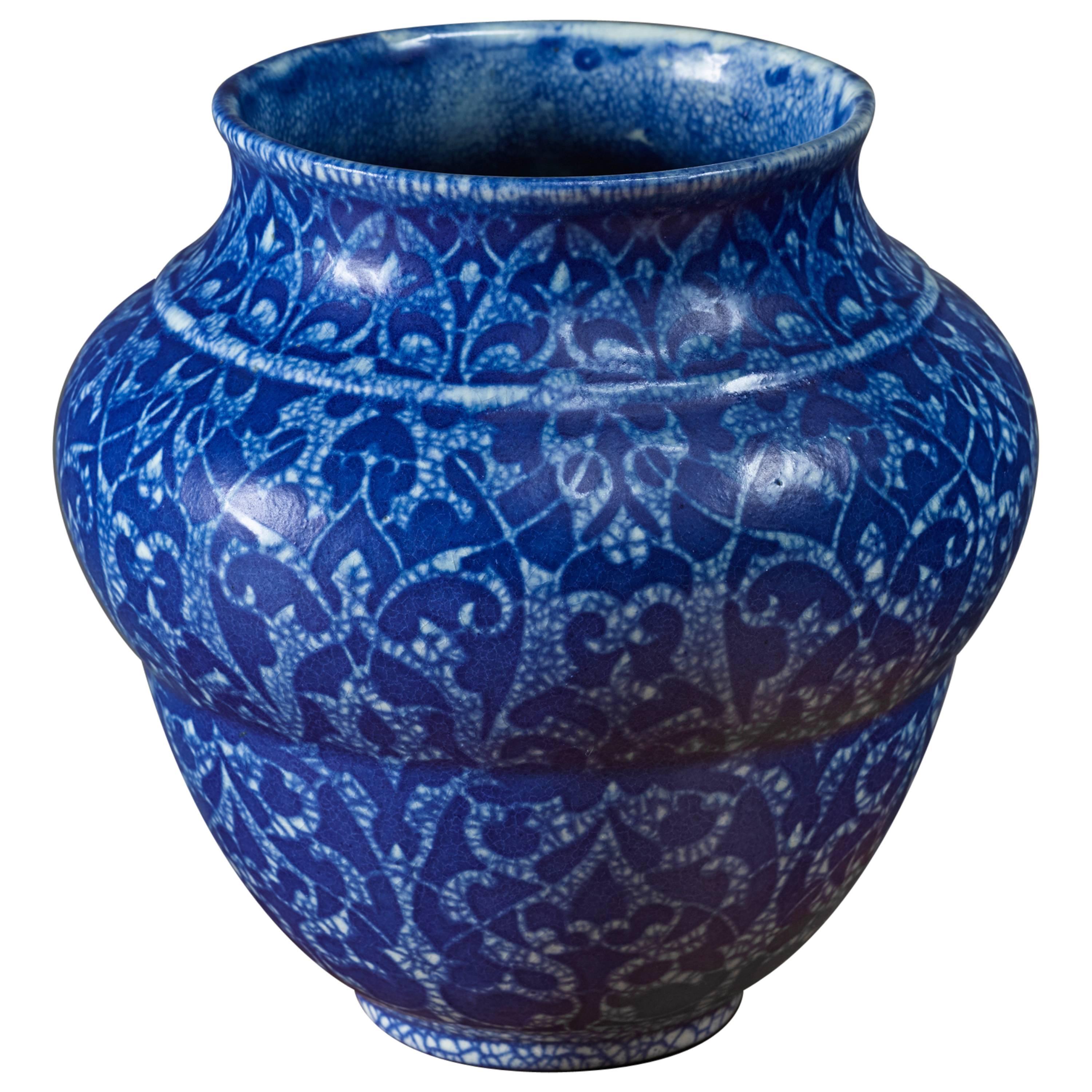Velten Vordamm Art Deco Crackle Glaze Ceramic Vase, Germany, 1920s For Sale