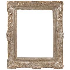Fine 17th Century Louis XIV French Silver Leaf and Carved Oak Frame 1